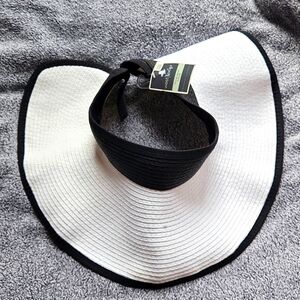 Women's Black and White Summer Sun Visor with Velcro and Button